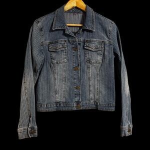 Vintage 80's Gitano Stretch Denim Trucker Jean Jacket Size Medium Streetwear 21”